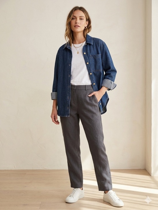 bagatelle Jackets & Blazers - Bagatelle Denim Herringbone Shacket Jacket Blue Textured Gold Button Cotton L